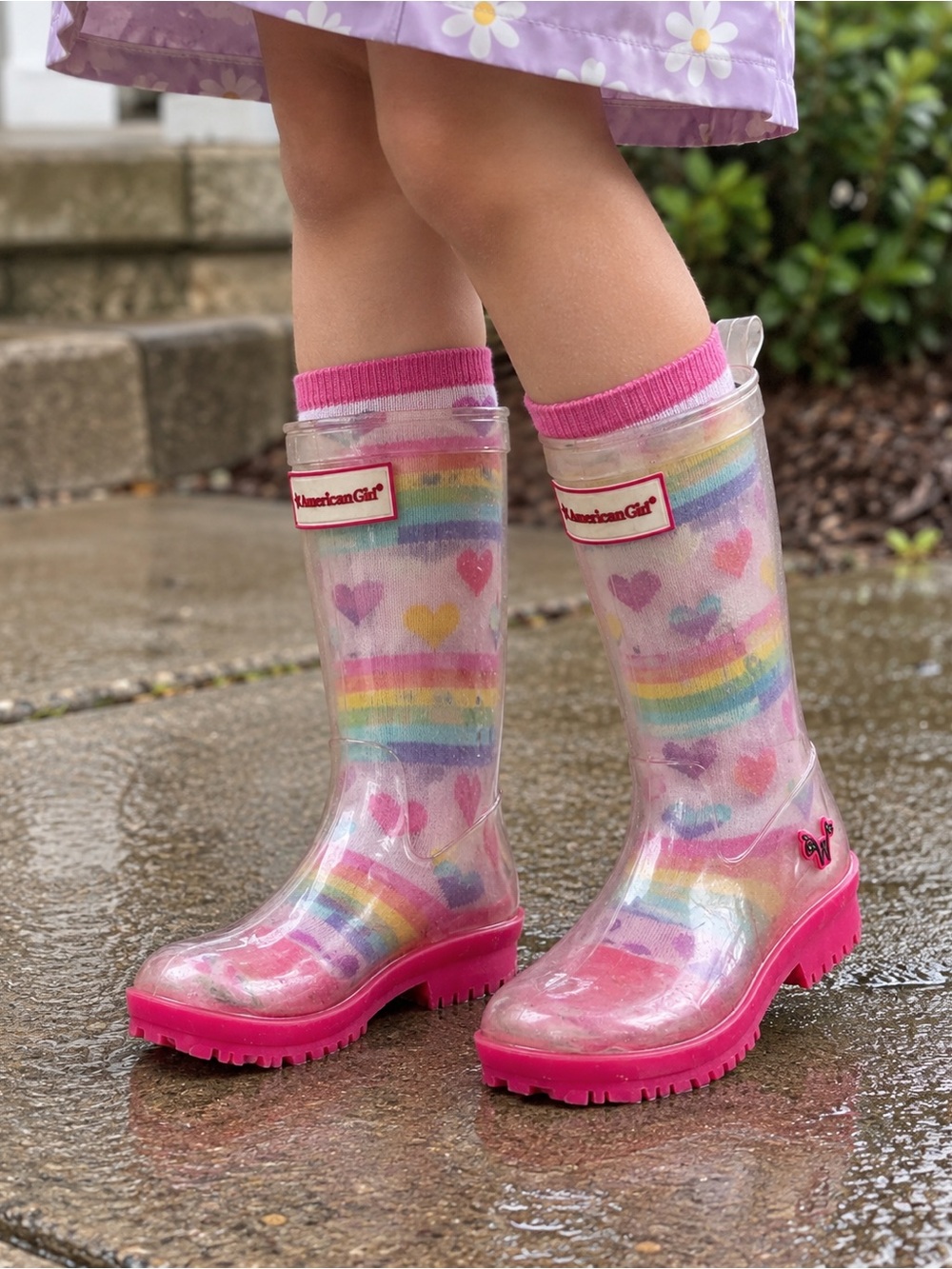 American Girl Peek-A-Boo Wellies Clear Rainboot 12/13